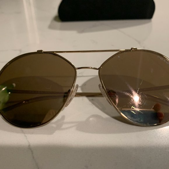GOLD: Prada SPR 56U 5AK200 Aviator Sunglasses - Picture 5 of 8